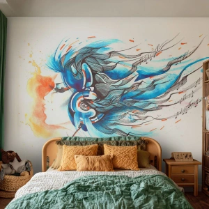 Fotomurali Premium Sand - Che suoni la musica - Astrazione, Donna, Musica - 500x350 cm