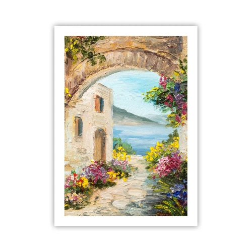 Poster - Arco in pietra con vista sul mare - 50x70cm - La bellezza della provincia costiera - Decorazione murale moderna per soggiorno e camera da letto ARTTOR