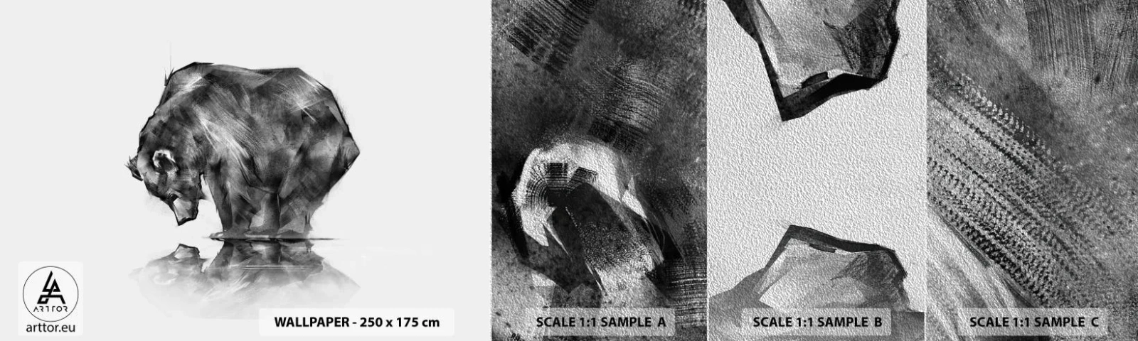 Campione di Fotomurale Premium Sand - Fa piacere vedere chi ci è caro - Astrazione, Orso polare, Natura - 100x30 cm