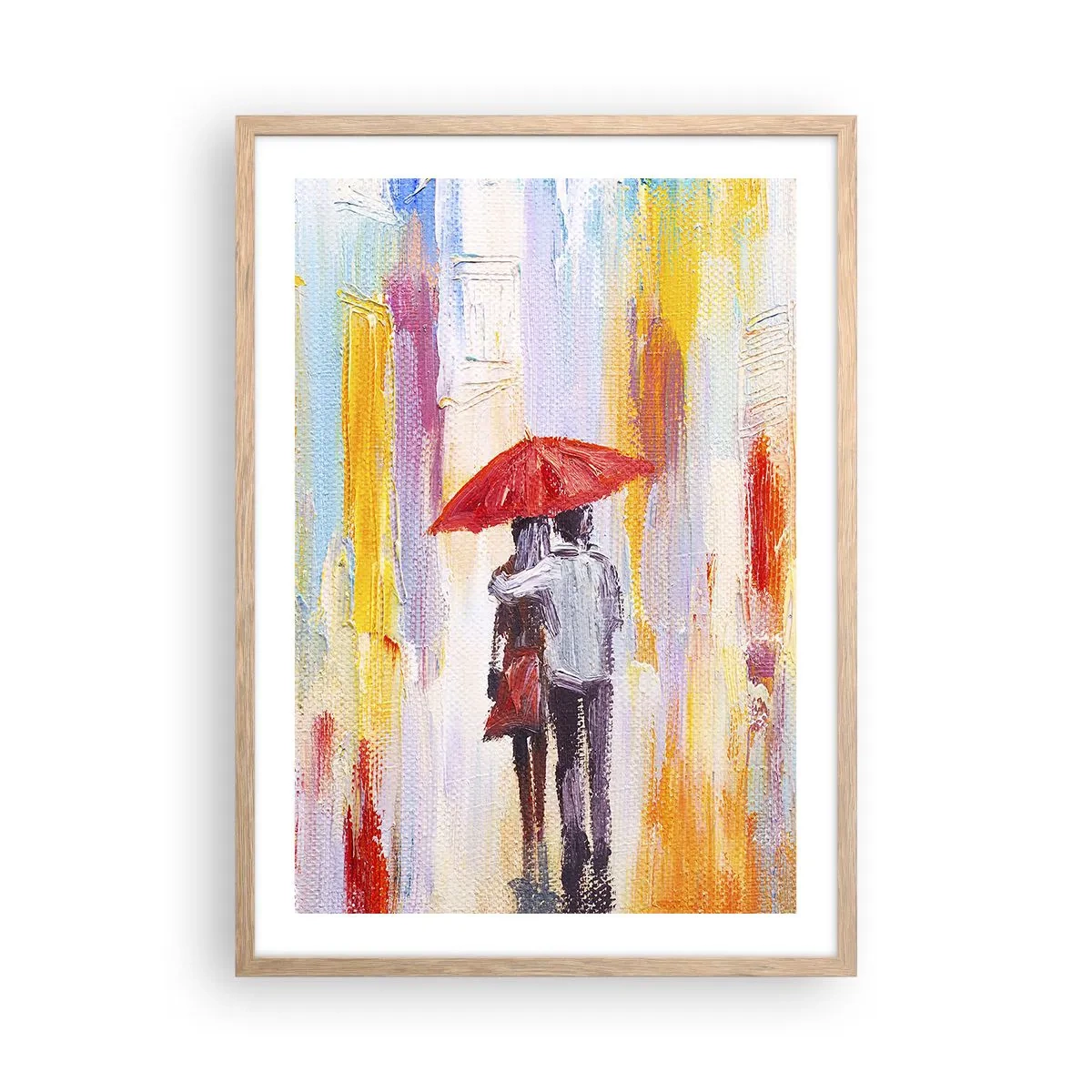 Poster in cornice rovere chiaro - Che piova ancora - 50x70 cm