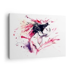 Quadro su tela - Stampe su Tela - Ritratto astratto di una donna con accenti rossi dinamici - 70x50cm - La pienezza dell'amore - Decorazione murale moderna per soggiorno e camera da letto ARTTOR