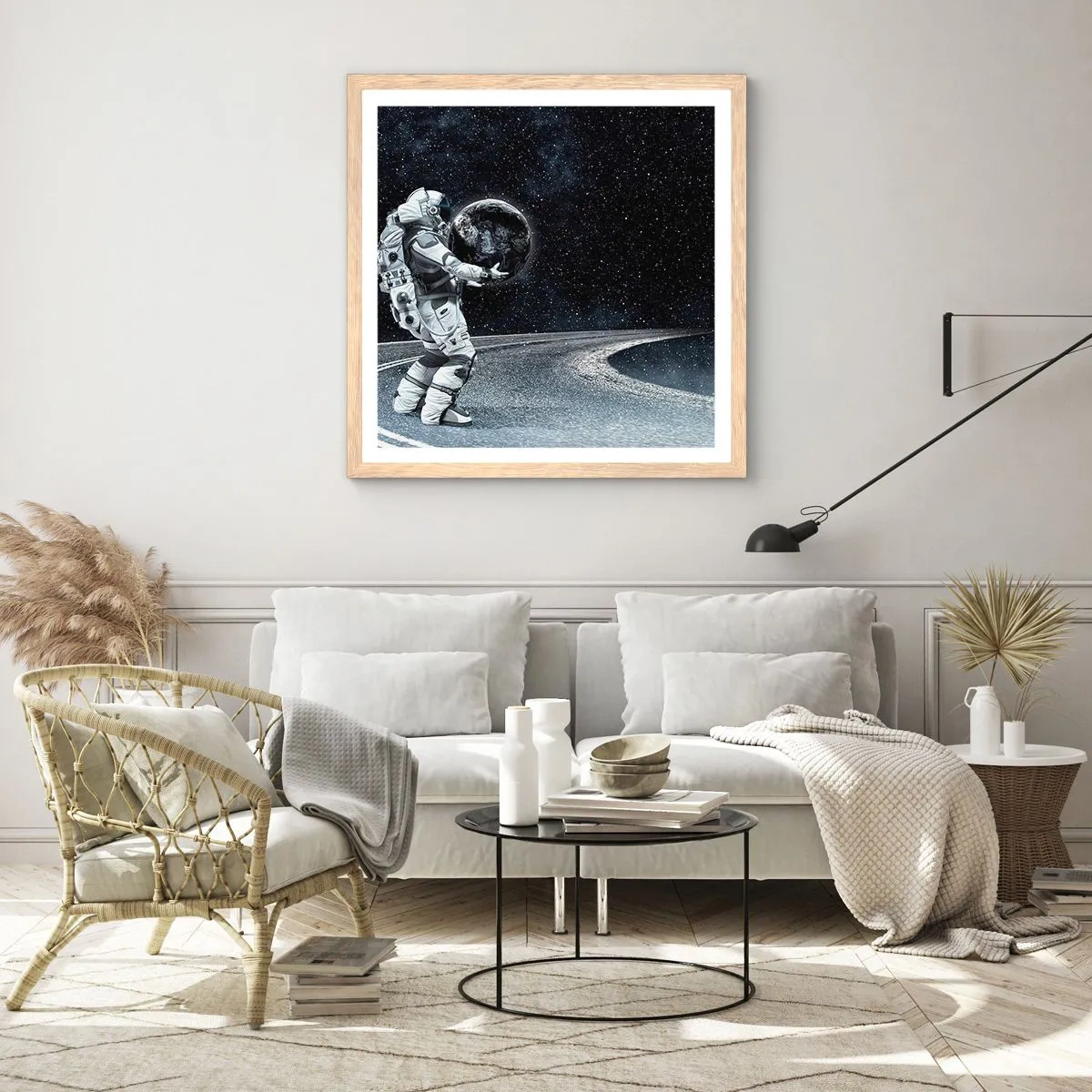 Poster in cornice rovere chiaro - Sulla Via Lattea - 40x40 cm