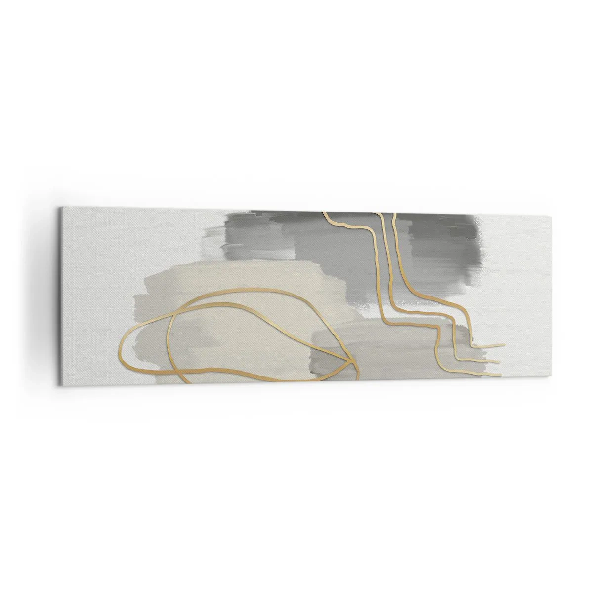 Quadro su tela - Stampe su Tela - Linee dorate astratte su sfondo grigio - 160x50cm - Durata e movimento - Decorazione murale moderna per soggiorno e camera da letto ARTTOR