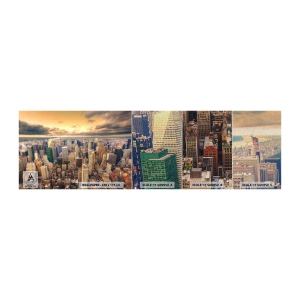 Campione di Fotomurale Premium Sand - Metropolis dorata - Città, New York, Architettura - 100x30 cm