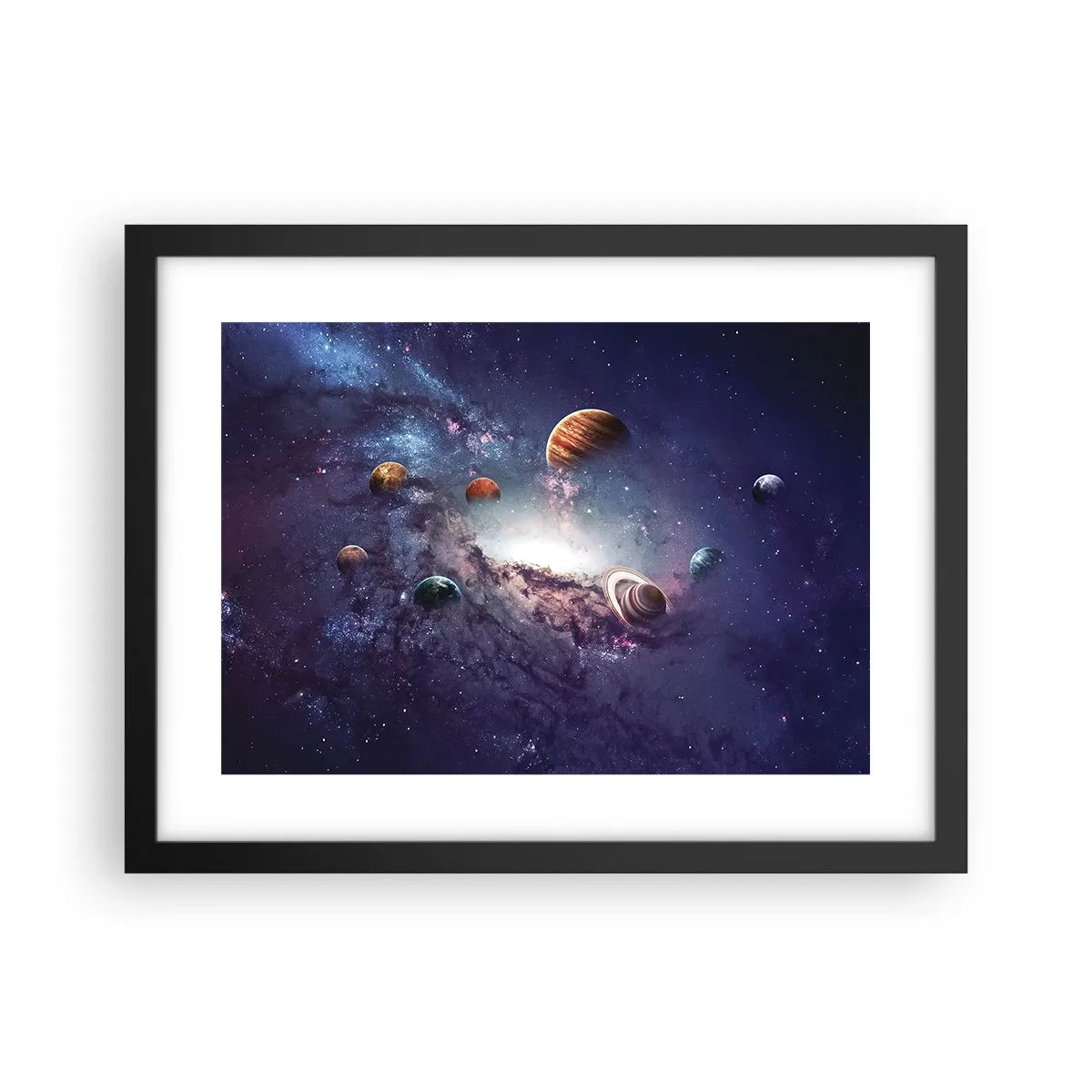 Poster in cornice nera - Sistema solare danzante - 40x30 cm