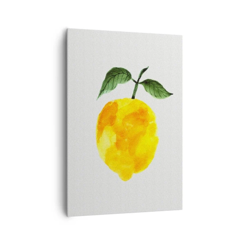 Quadro su tela - Stampe su Tela - Limone acquerello con foglie verdi su sfondo chiaro - 70x100cm - Scoprire il sapore del sole - Decorazione murale moderna per soggiorno e camera da letto ARTTOR