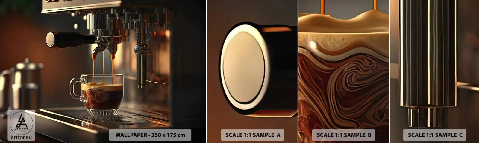 Campione di Fotomurale Adesivo Deluxe Sticker - Miscela sensuale - Caffè, Macchina per il caffè, Gastronomia - 100x30 cm