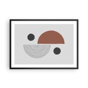 Poster in cornice nera - Forme geometriche nelle tonalità del marrone e del nero - 70x50cm - La perfezione del cerchio - Decorazione murale moderna per soggiorno e camera da letto ARTTOR