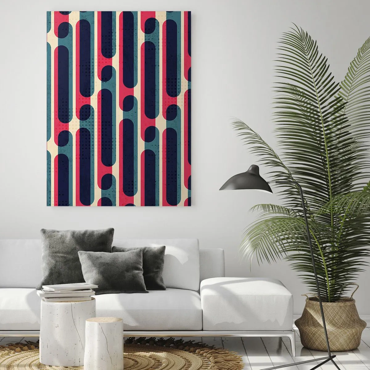 Quadro su vetro - Linee retrò astratte - 50x70cm - Avanti fino in fondo - Decorazione murale moderna per soggiorno e camera da letto ARTTOR
