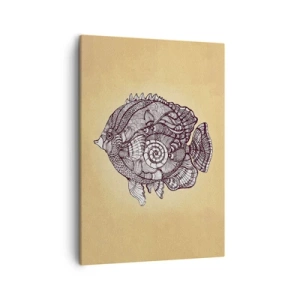 Quadro su tela - Stampe su Tela - Pesci decorativi in stile disegno con motivi - 50x70cm - Decorazioni dell'oceano - Decorazione murale moderna per soggiorno e camera da letto ARTTOR