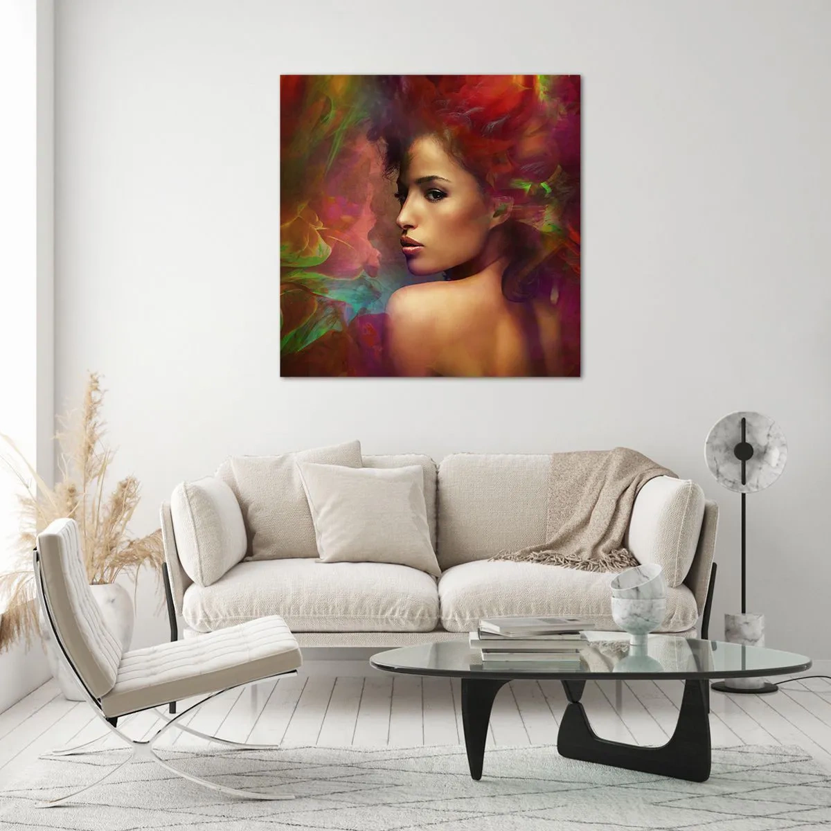 Quadro su vetro - Più bella dell'arcobaleno, delicata come la nebbia - 70x70 cm
