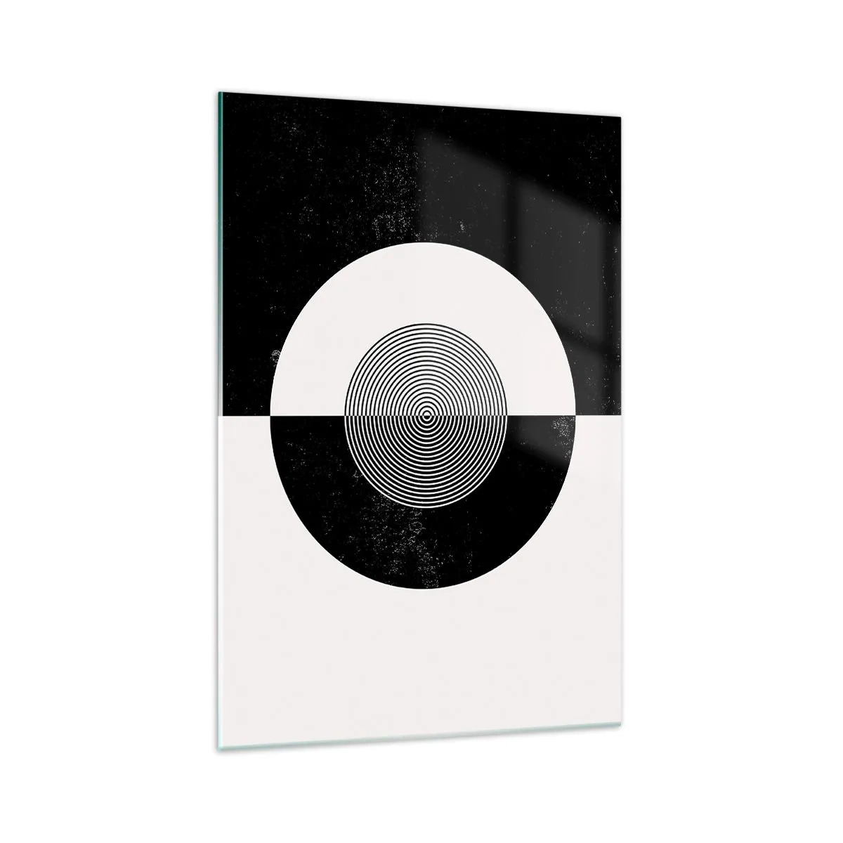 Quadro su vetro - Motivo grafico in bianco e nero a contrasto - 70x100cm - Armonia in bianco e nero - Decorazione murale moderna per soggiorno e camera da letto ARTTOR