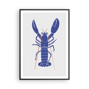 Poster in cornice nera - Squisita aragosta in blu - 70x100 cm