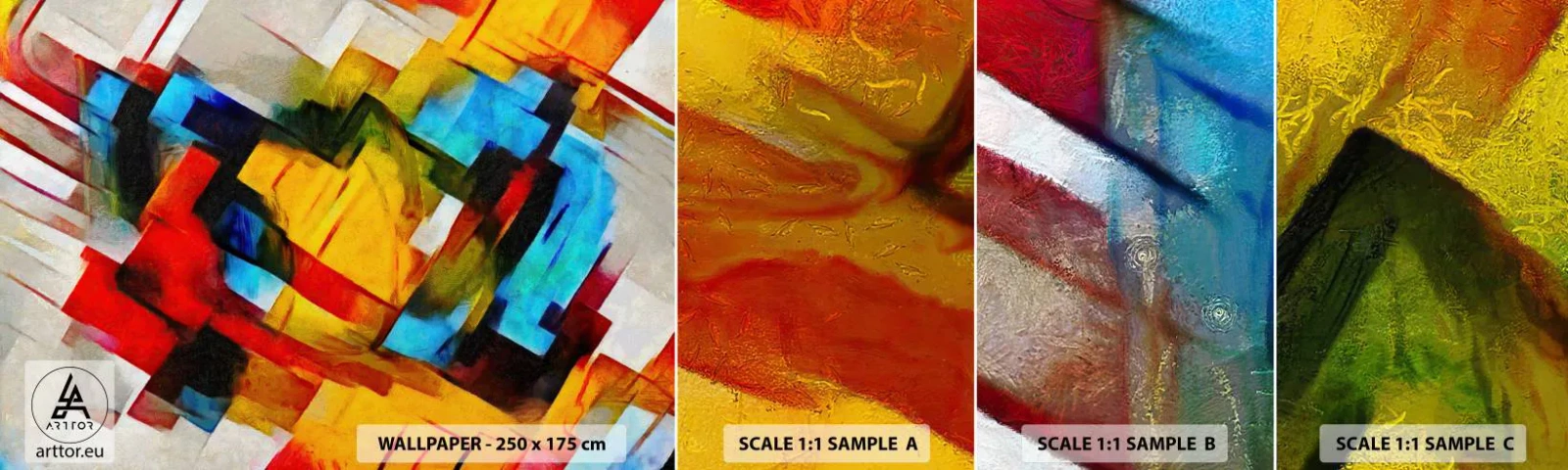 Campione di Fotomurale Adesivo Deluxe Sticker - Intreccio multicolore - Astrazione, Cubismo, Pezzo - 100x30 cm