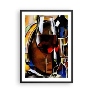 Poster in cornice nera - Un bicchiere di vino rosso artisticamente realizzato - 50x70cm - E il mondo riprende colore - Decorazione murale moderna per soggiorno e camera da letto ARTTOR
