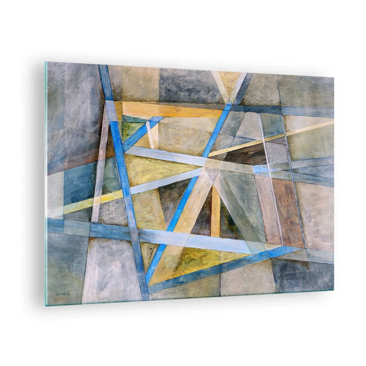 Quadro su vetro - Composizione astratta con forme geometriche - 70x50cm - Dritto o obliquo? - Decorazione murale moderna per soggiorno e camera da letto ARTTOR
