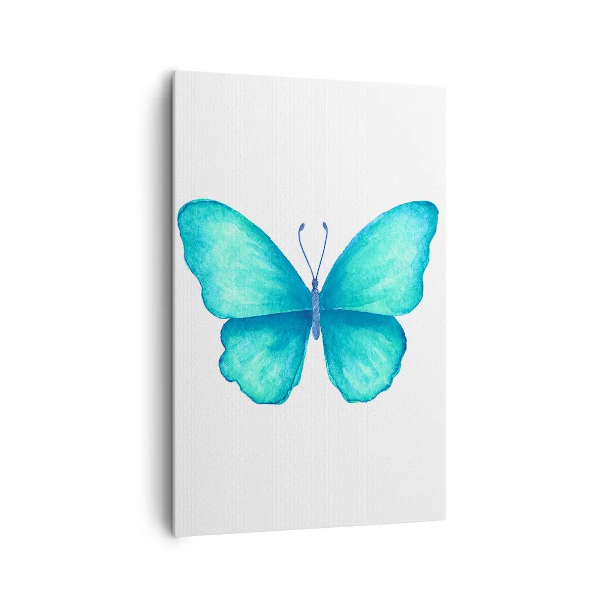 Quadro su tela - Stampe su Tela - Farfalla blu in stile acquerello su sfondo bianco - 80x120cm - Turchese di natura - Decorazione murale moderna per soggiorno e camera da letto ARTTOR