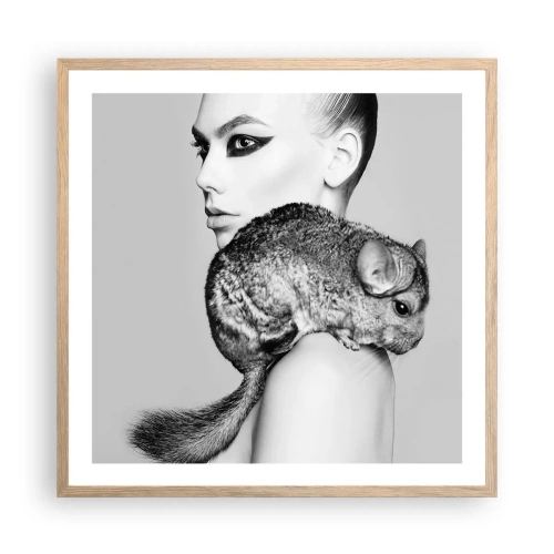 Poster in cornice rovere chiaro - Dama con il cincillà - 60x60 cm