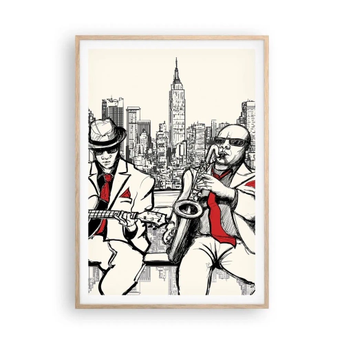 Poster in cornice rovere chiaro - Improvvisare a New York - 70x100 cm