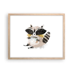 Poster in cornice rovere chiaro - Il mio amico procione - 50x40 cm