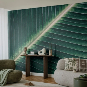 Fotomurali Premium Sand - Il ritmo della natura - Astrazione, Foglia verde, Grafica - 400x280 cm