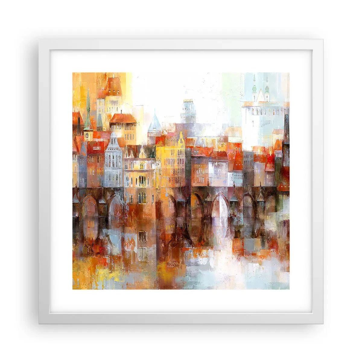 Poster in cornice bianca - Anche sotto il ponte è bello - 40x40 cm