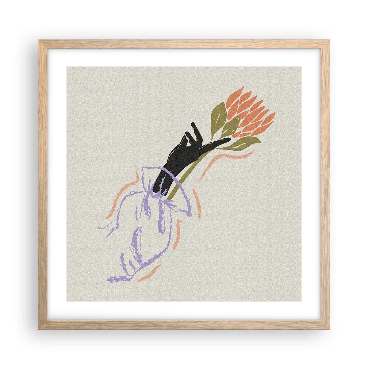 Poster in cornice rovere chiaro - Tocco delicato - 50x50 cm