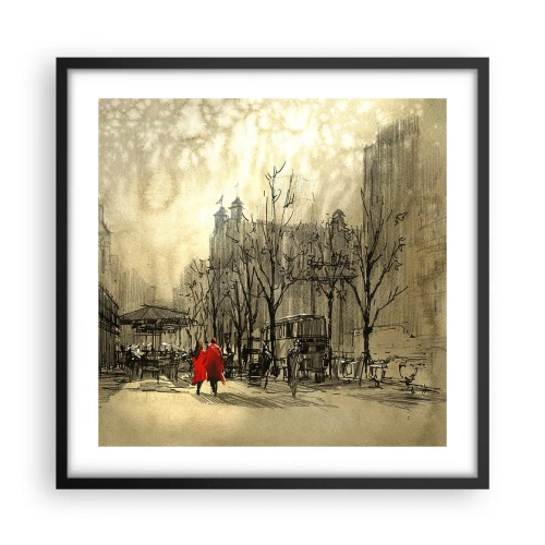 Poster in cornice nera - Appuntamento nella nebbia di Londra  - 50x50 cm