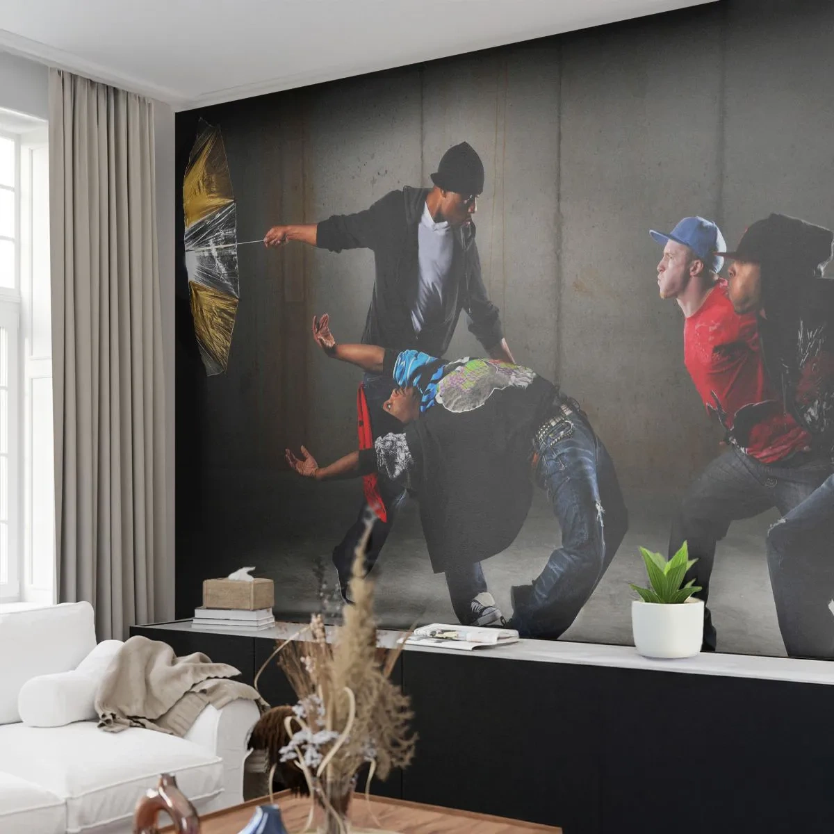 Fotomurali Premium Canvas - Ballare con il vento della strada - Danza, Musica, Persone - 350x256 cm