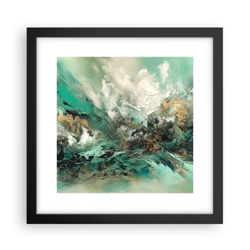 Poster in cornice nera - Frangente nero e smeraldo - 30x30 cm