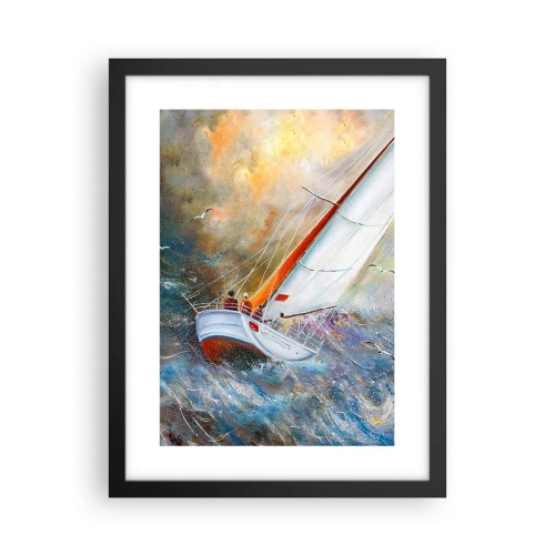Poster in cornice nera - Correndo sulle onde - 30x40 cm