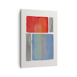 Quadro su tela - Stampe su Tela - Composizione geometrica con blocchi colorati e linee - 70x100cm - Spirito e lettera della geometria - Decorazione murale moderna per soggiorno e camera da letto ARTTOR