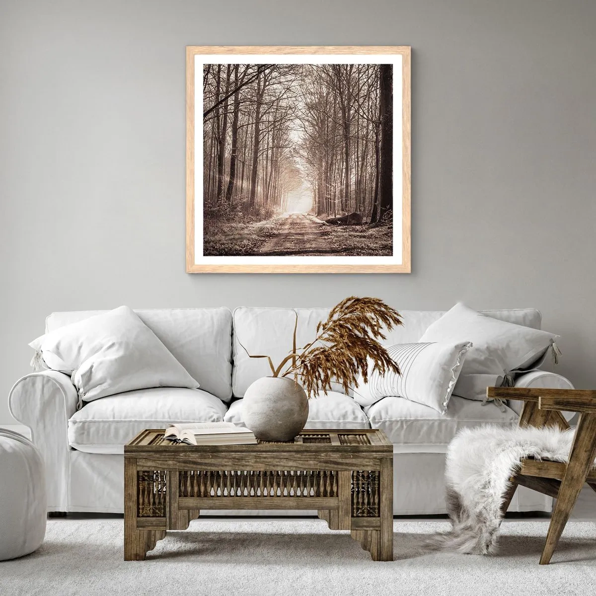 Poster in cornice rovere chiaro - La cattedrale del bosco - 40x40 cm