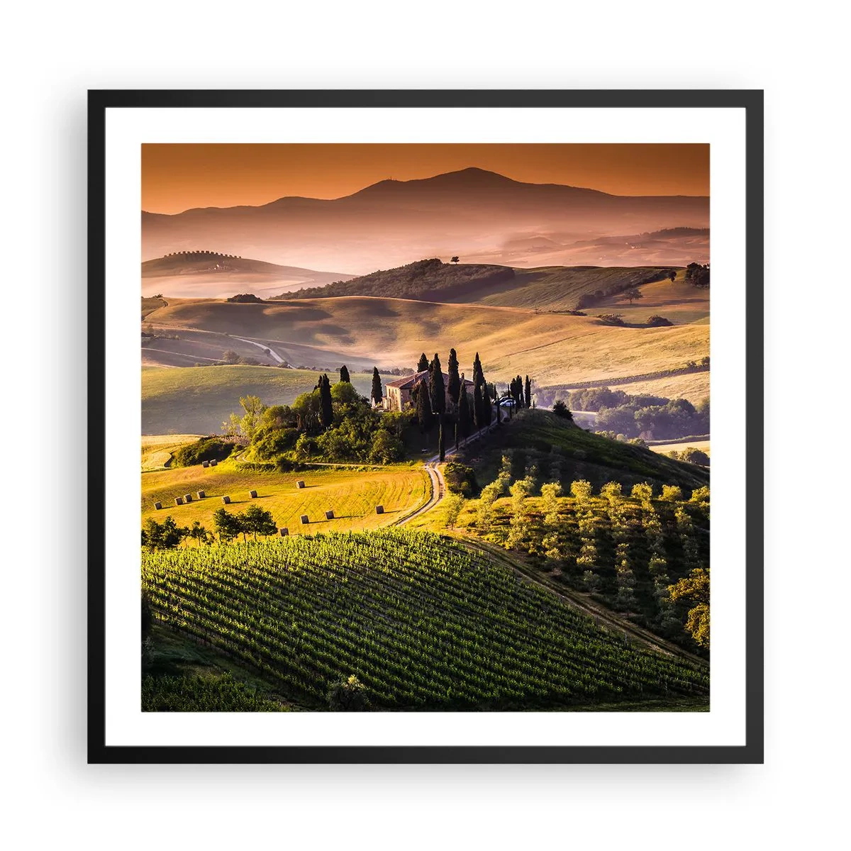 Poster in cornice nera - Arcadia: paesaggio toscano - 60x60 cm