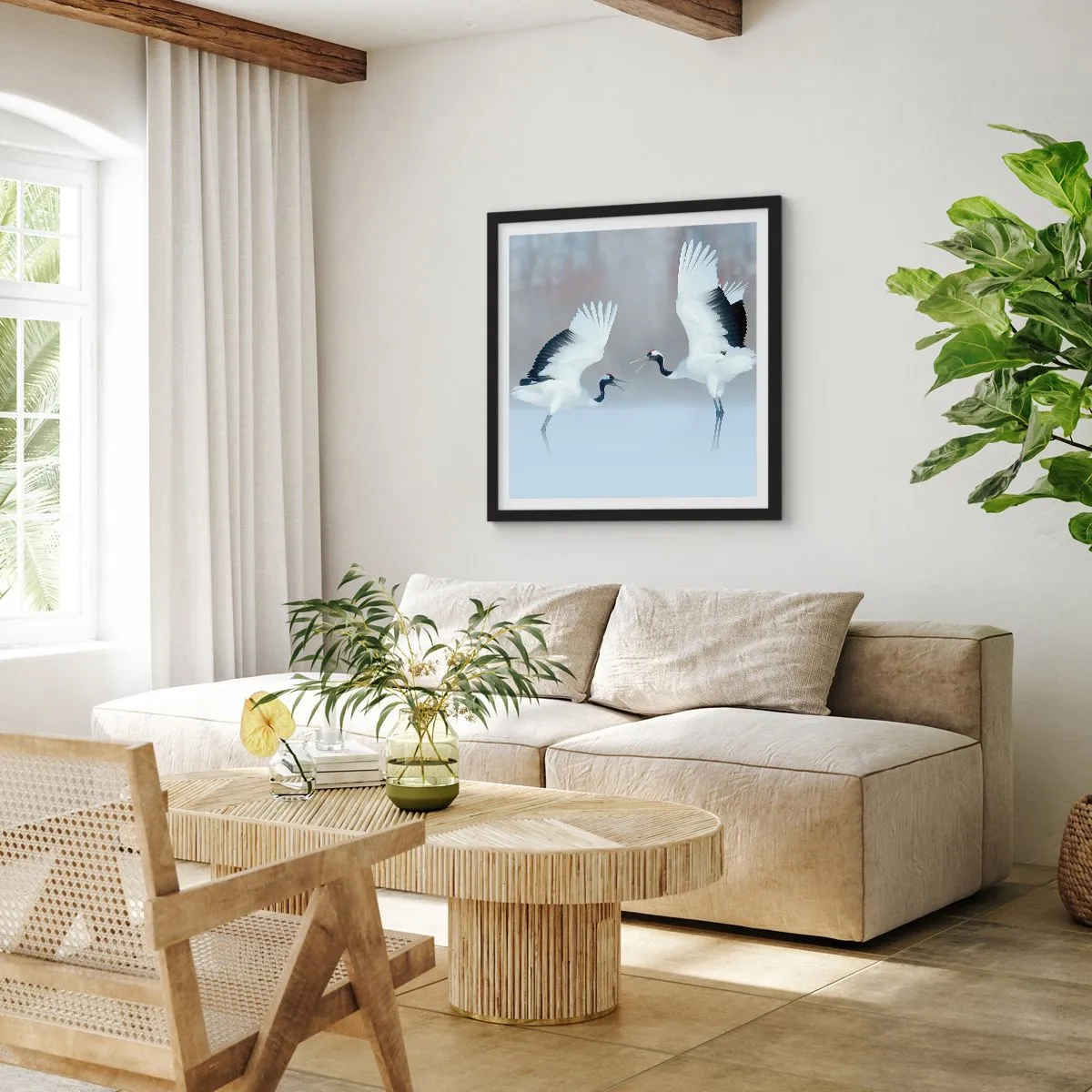 Poster in cornice nera - Danza nella nebbia - 60x60 cm