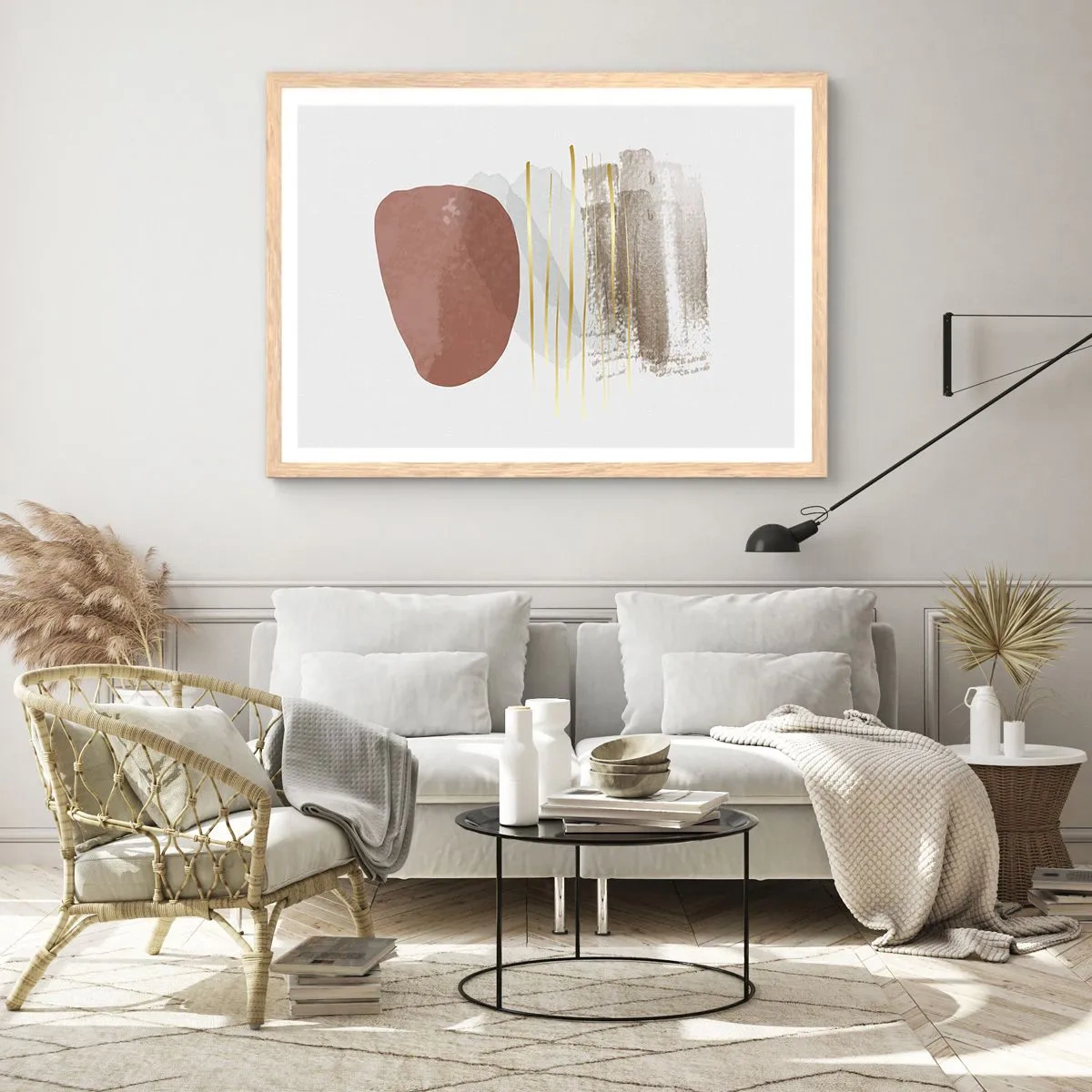 Poster in cornice rovere chiaro - Colonnato astratto - 50x40 cm