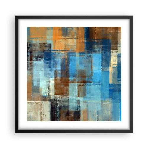 Poster in cornice nera - Attraverso la tenda blu - 50x50 cm