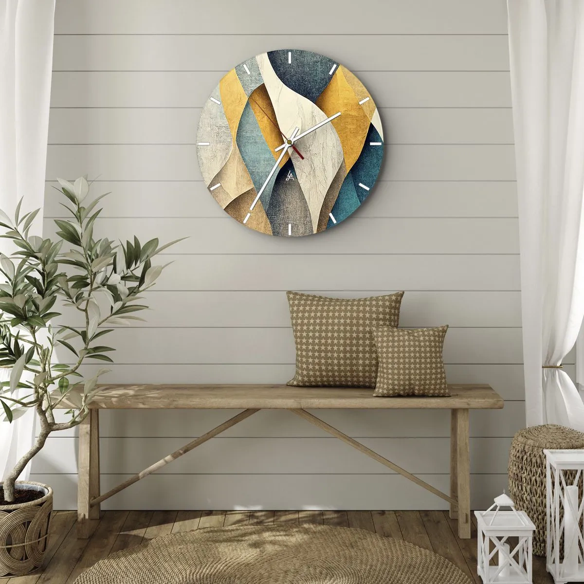 Orologio da parete - Orologio in Vetro - Ritmo e ondulazioni - 30x30 cm