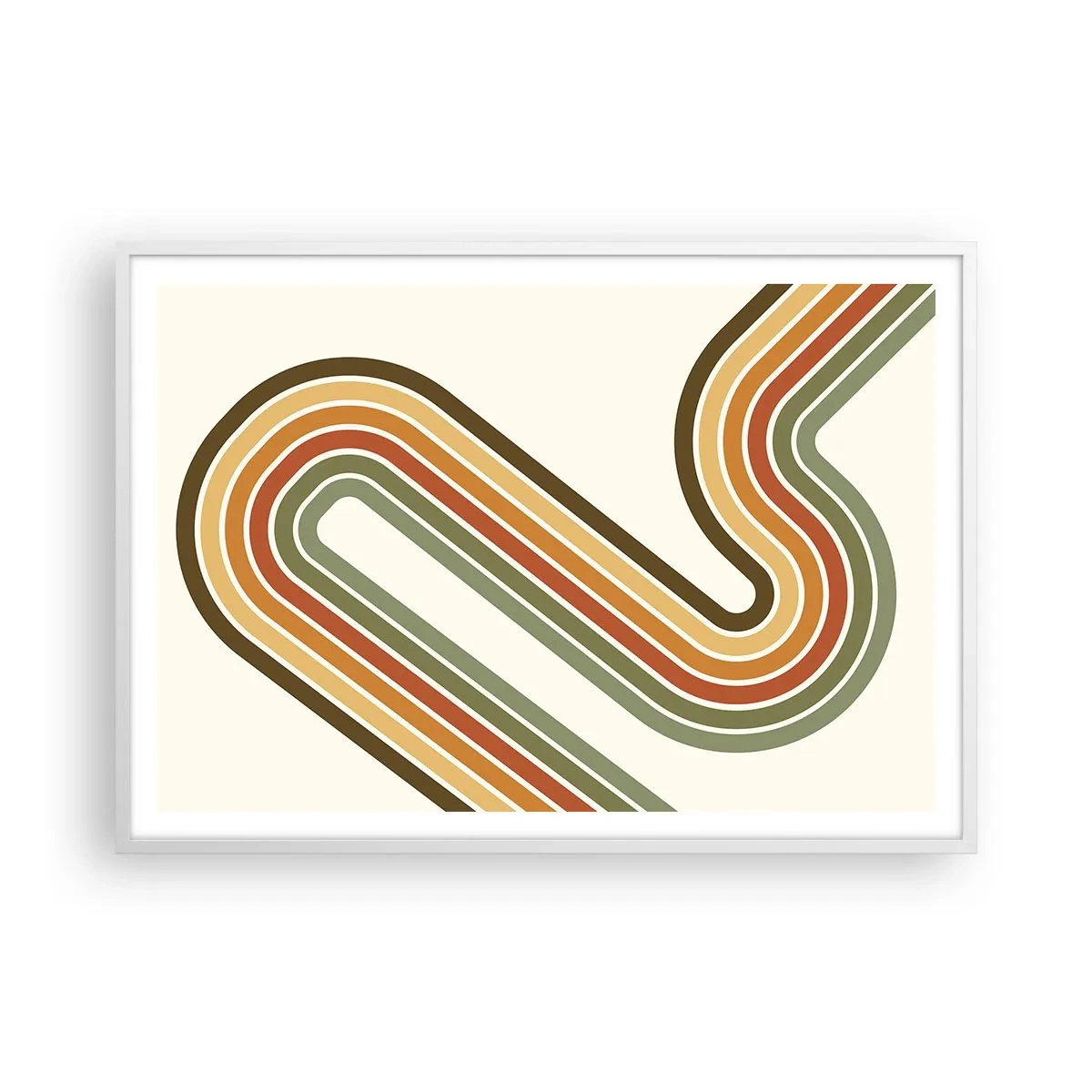 Poster in cornice bianca - Zig zag fino alla meta - 100x70 cm