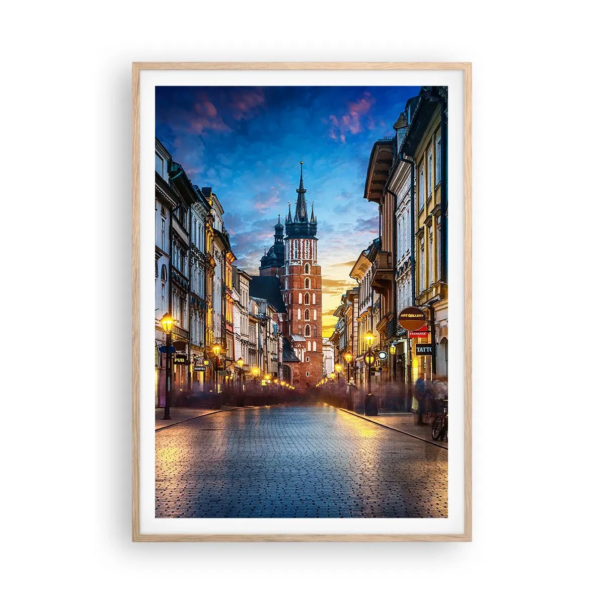 Poster in cornice rovere chiaro - La magia di Cracovia - 70x100 cm