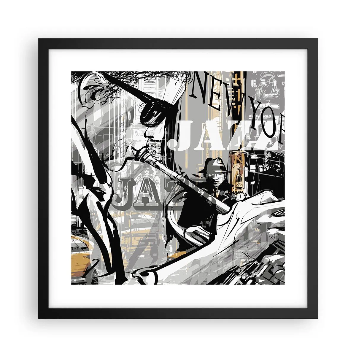 Poster in cornice nera - Al ritmo di New York - 40x40 cm