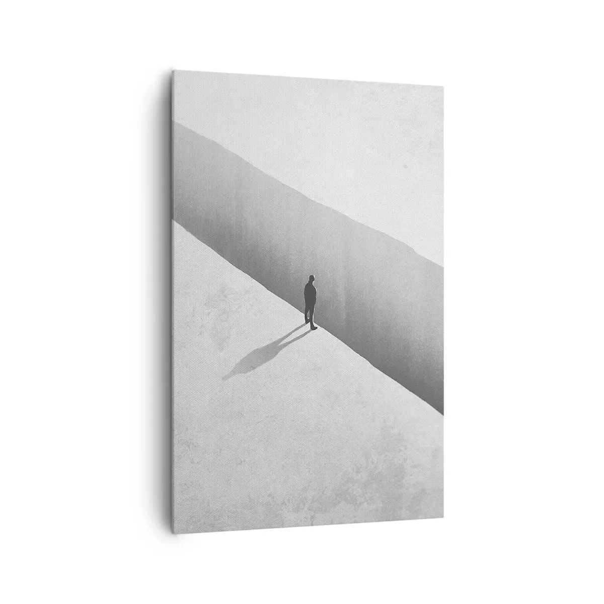 Quadro su tela - Stampe su Tela - Una figura solitaria è in piedi su un profondo abisso in un ambiente monocromatico. - 80x120cm - Un obiettivo chiaro - Decorazione murale moderna per soggiorno e camera da letto ARTTOR