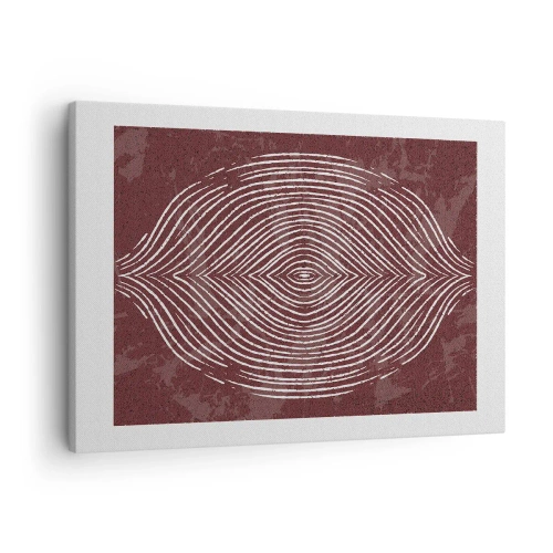 Quadro su tela - Stampe su Tela - Onde simmetriche in linee bianche su sfondo marrone - 70x50cm - Lo spazio parlante - Decorazione murale moderna per soggiorno e camera da letto ARTTOR