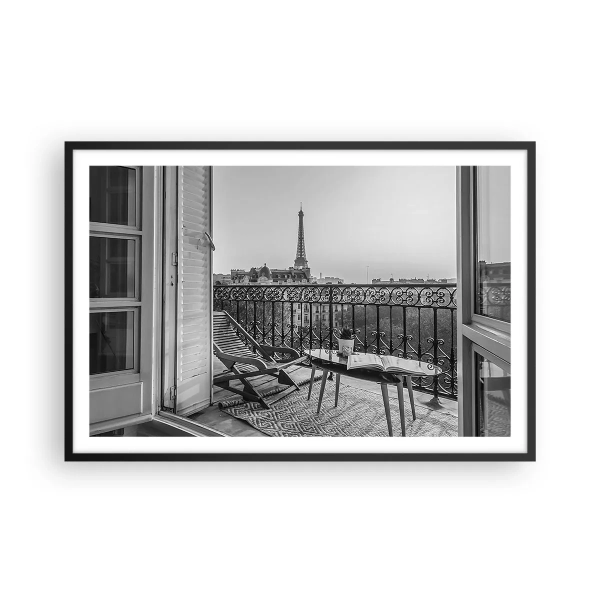 Poster in cornice nera - Pomeriggio parigino - 91x61 cm