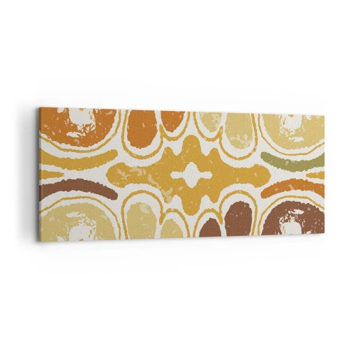 Quadro su tela - Stampe su Tela - Caldi motivi astratti nei toni del giallo e del marrone - 120x50cm - Astrazione sentimentale - Decorazione murale moderna per soggiorno e camera da letto ARTTOR