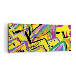 Quadro su tela - Stampe su Tela - Astrazione vivida in colori vivaci e forme dinamiche - 120x50cm - Grida di gioia - Decorazione murale moderna per soggiorno e camera da letto ARTTOR