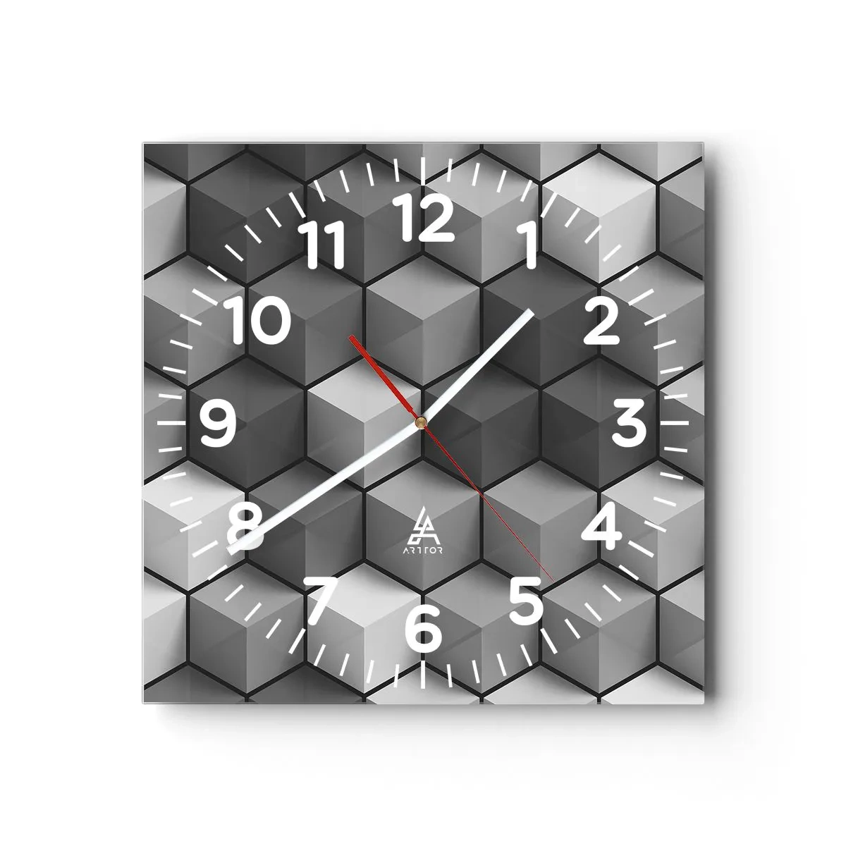 Orologio da parete - Orologio in Vetro - Puzzle cubista - 40x40 cm