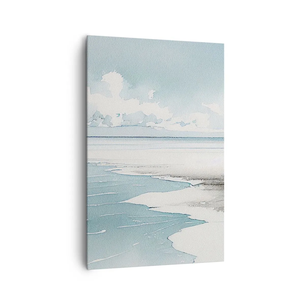 Quadro su tela - Stampe su Tela - Un mare calmo e una spiaggia dalle tonalità chiare di blu - 80x120cm - Marea dolce - Decorazione murale moderna per soggiorno e camera da letto ARTTOR
