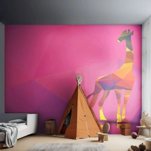 Fotomurali Premium Canvas - Nei colori della savana - Animali, Giraffa, Figura geometrica - 250x175 cm