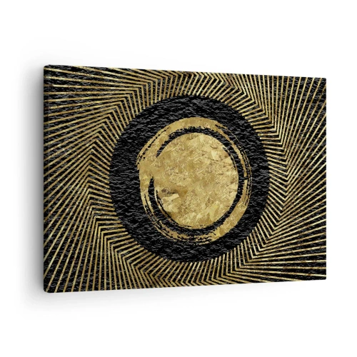 Quadro su tela - Stampe su Tela - Composizione geometrica in nero e oro con raggi - 70x50cm - Composizione glamour - Decorazione murale moderna per soggiorno e camera da letto ARTTOR